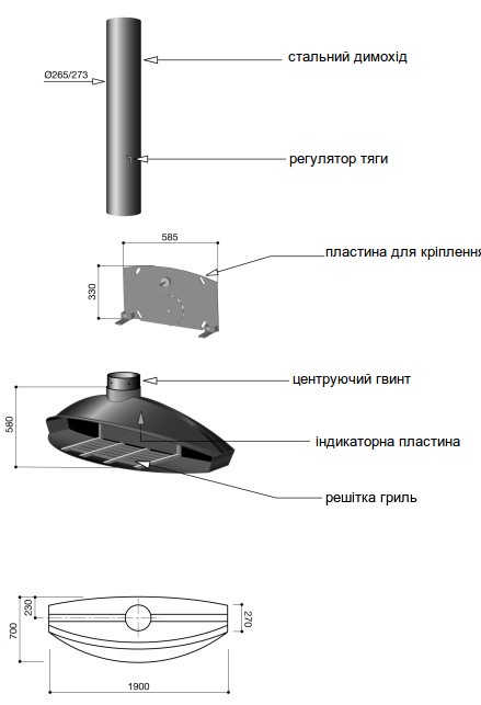 Схема камінної топки Focus Antefocus