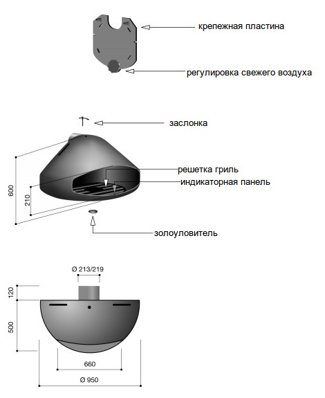 Схема каминной топки Focus Miofocus