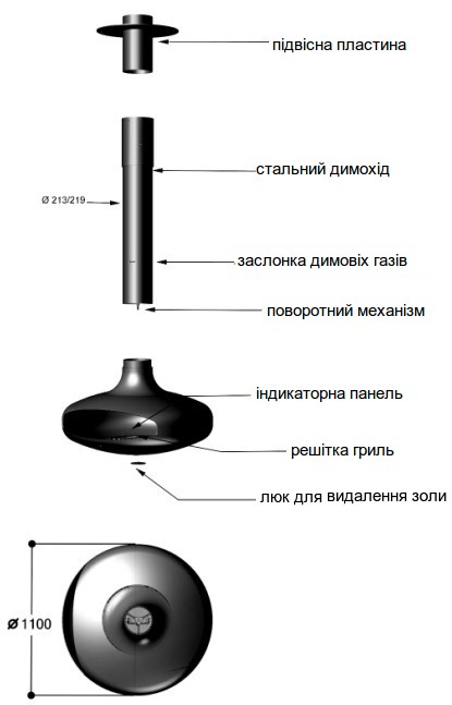 Схема камінної топки Focus Domofocus