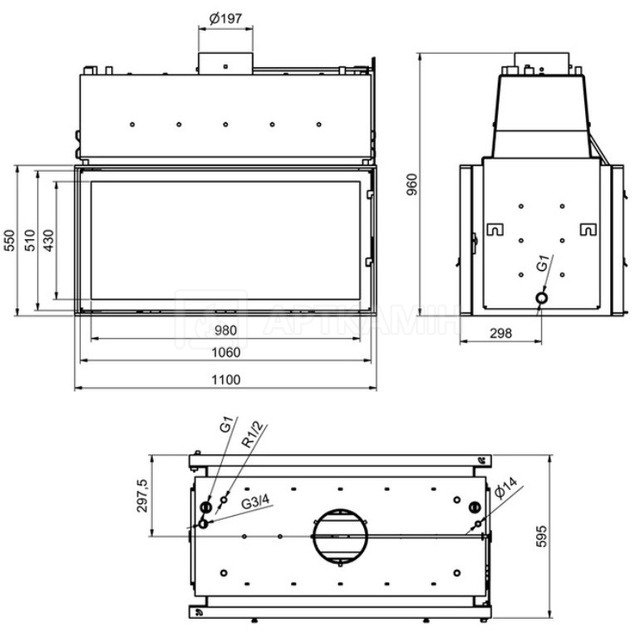 Каминная топка Technical PanAqua 110 EVO. Фото 2