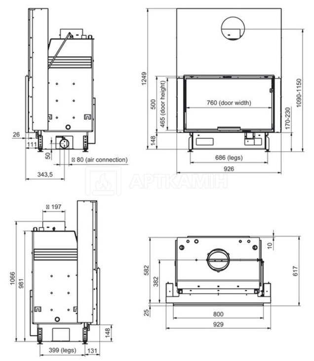 Каминная топка Technical PanAqua 100 EVO LD. Фото 2