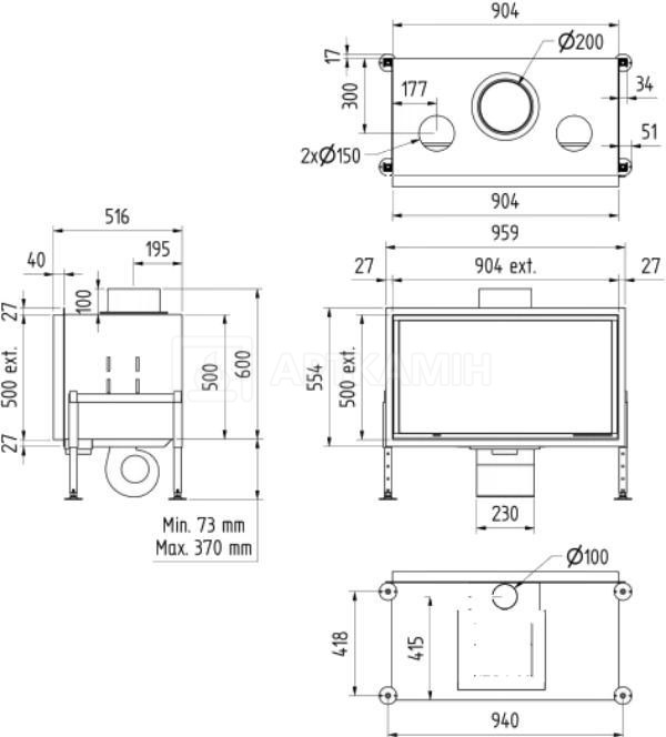 Камінна топка M-Design Venus Green Plus 850 H. Фото 2