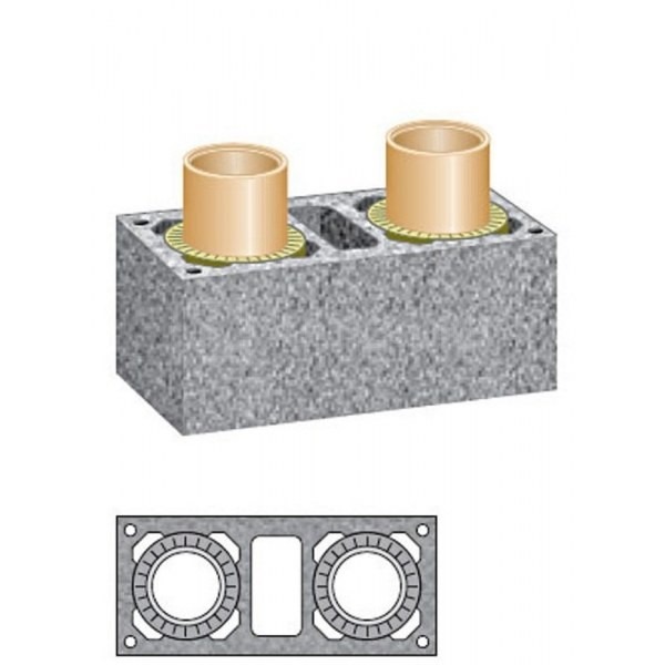 Керамический дымоход Schiedel Uni двухходовой с вент. каналом D140/200+V L0,33 м. Фото 5