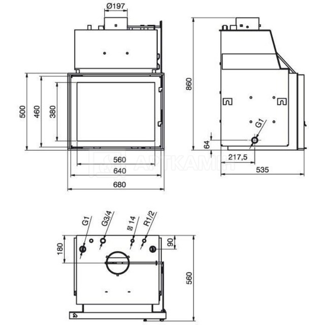 Каминная топка Technical PanAqua 20 туннель с вермикулитом. Фото 2