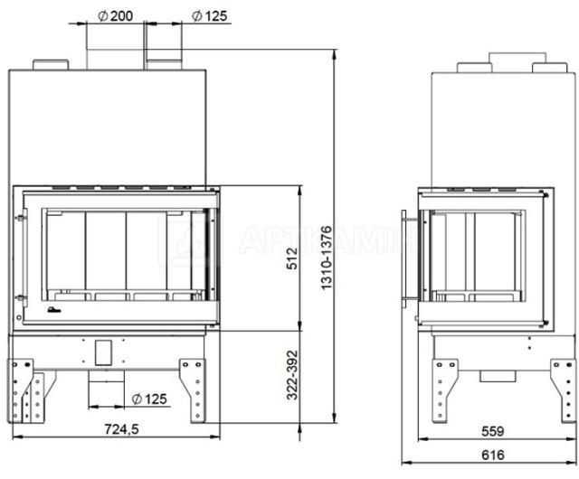 Каминная топка Uniflam 760 EVO LBS с цельным стеклом. Фото 8