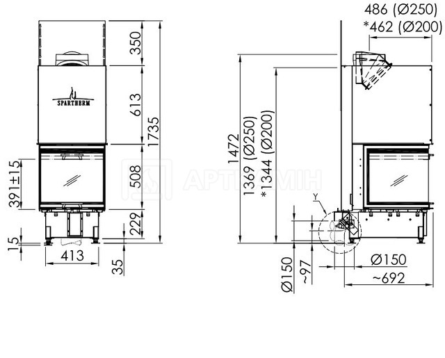 Камінна топка Spartherm Arte U50h-4S 50,8 Standard. Фото 3