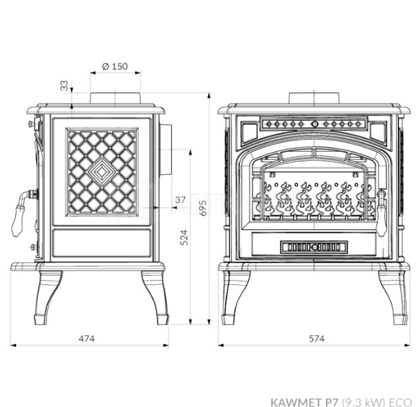 Печь отопительная Kawmet P7 9,3 кВт ECO. Фото 9