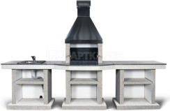 Барбекю Stimlex Darina L комплект (бетон Light, столешница Gray, купол Black)