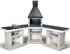 Барбекю Stimlex Anora L комплект (бетон Light, столешница Black, купол Black)