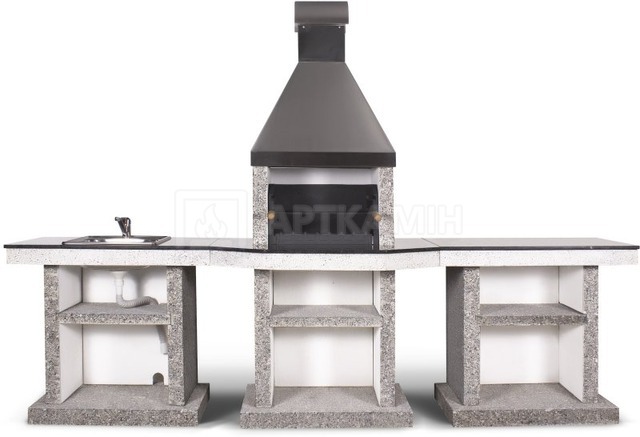 Барбекю Stimlex Darina L комплект (бетон Steel, столешница Black, купол Black). Фото 2