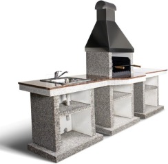 Барбекю Stimlex Darina L комплект (бетон Steel, столешница Bordo, купол Black)