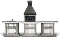Барбекю Stimlex Darina L комплект (бетон Steel, столешница Gray, купол Black)