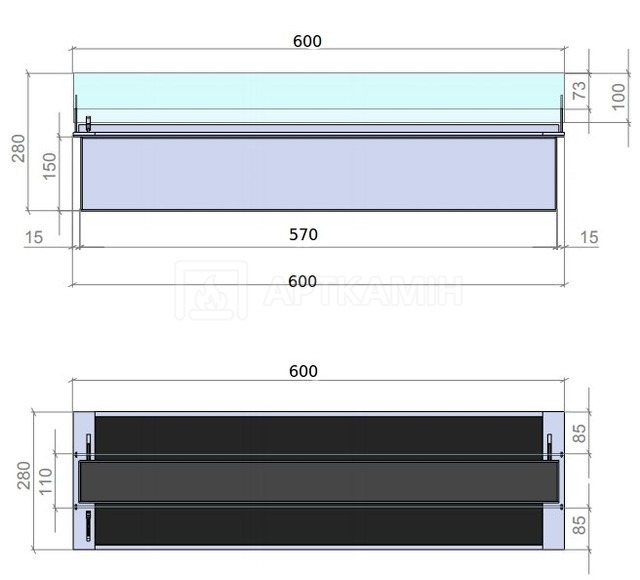 Біокамін Gloss Fire Slider glass 600. Фото 5