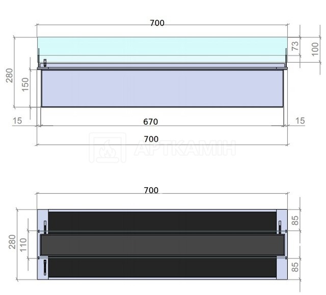Биокамин Gloss Fire Slider glass 700. Фото 5