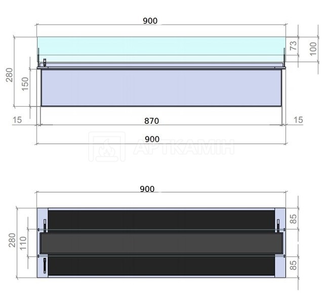Біокамін Gloss Fire Slider glass 900. Фото 5