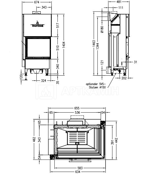 Камінна топка Spartherm Varia 2R-55h-4S 50 RLU. Фото 3