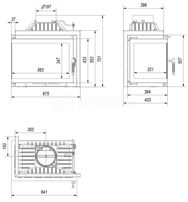 Камінна топка Kratki Simple M/S/L/BS 8 кВт ліва. Фото 6