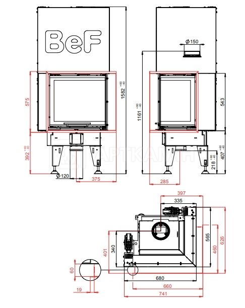 Каминная топка BeF Home Therm V 6 CP/CL. Фото 5