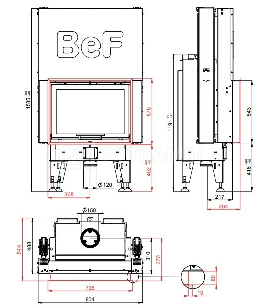 Каминная топка BeF Home Therm V 7. Фото 3