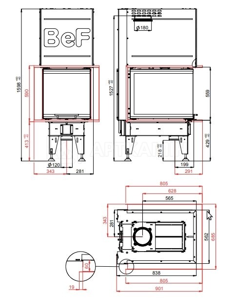 Каминная топка BeF Home Therm V 6 U. Фото 3