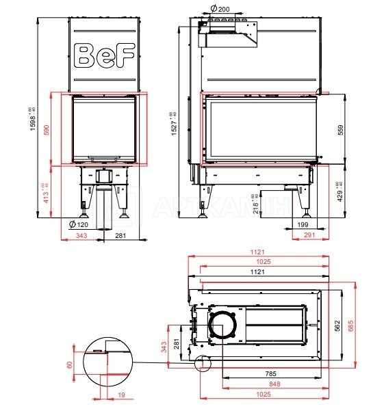 Каминная топка BeF Home Therm V 8 U. Фото 3