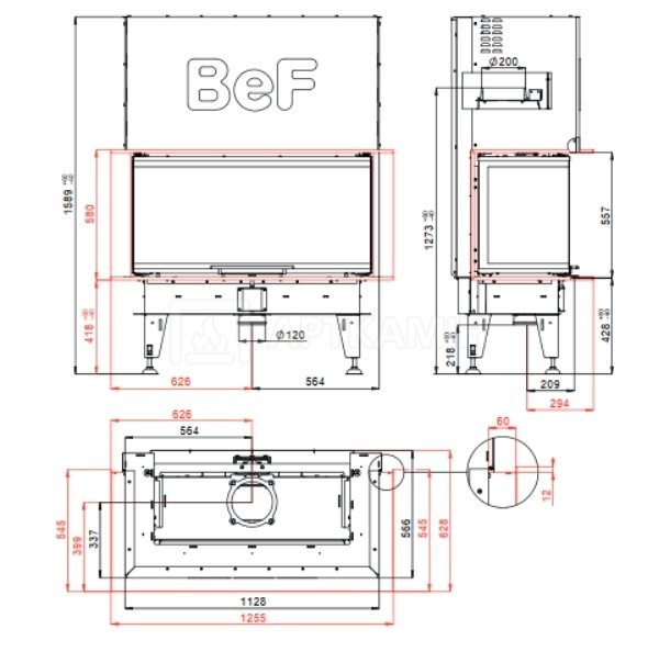 Каминная топка BeF Home Therm V 10 C. Фото 3