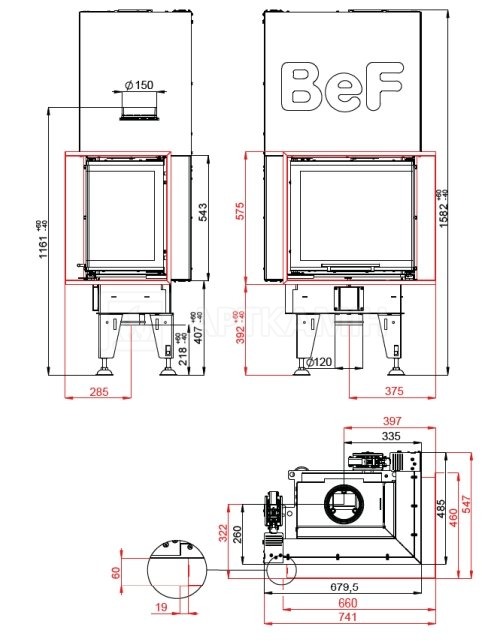 Каминная топка BeF Home Feel V 6 CL/CP. Фото 2