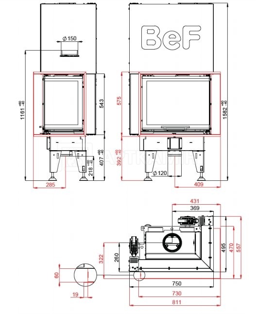 Каминная топка BeF Home Feel V 7 CL/CP. Фото 3