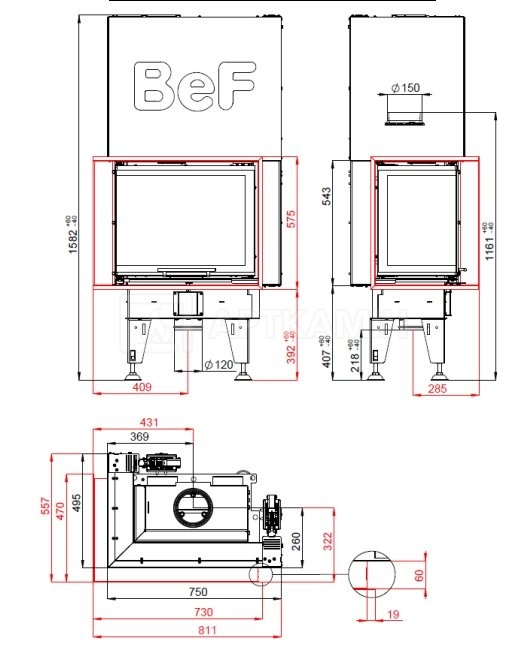 Каминная топка BeF Home Feel V 7 CL/CP. Фото 4