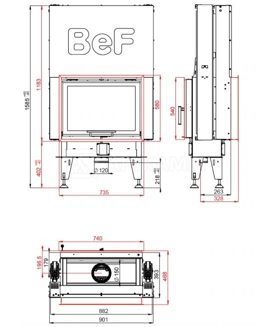 Каминная топка BeF Home Double V 7 N Feel. Фото 2