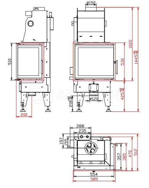 Каминная топка BeF Home Aquatic WH 60 CP/CL. Фото 3