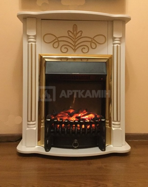 Декоративний камін BLT Версаль біла емаль з золотом