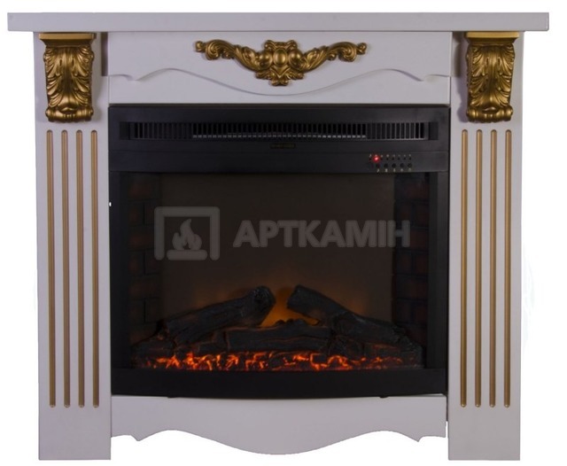 Декоративный камин BLT Афины белая эмаль с золотом