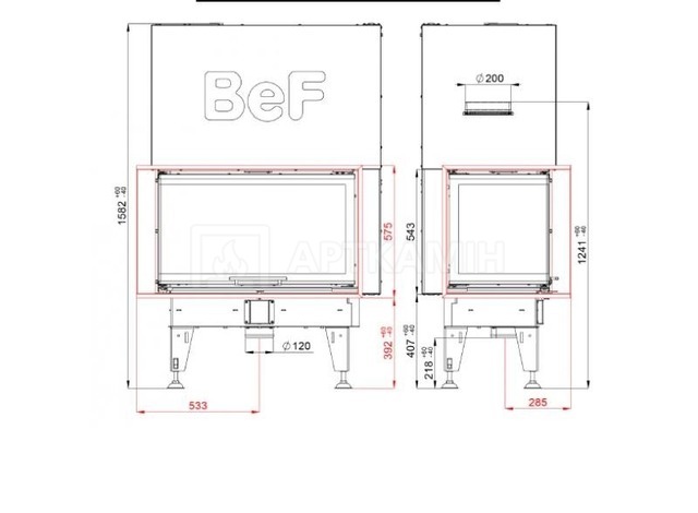 Каминная топка BeF Home Therm V 10 CL. Фото 2