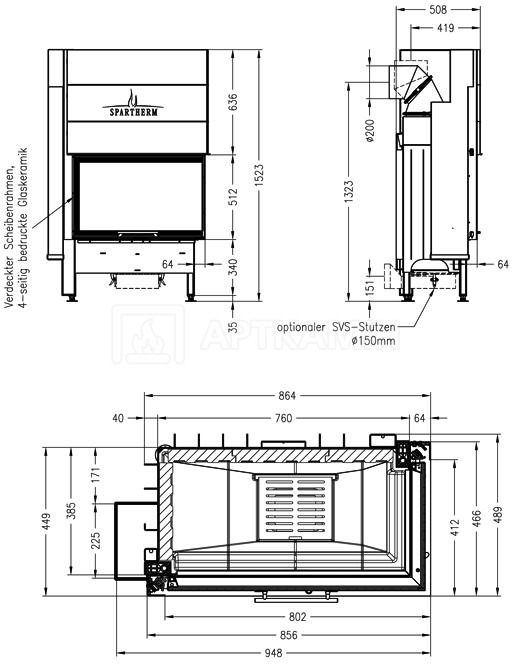 Камінна топка Spartherm Varia  2R-80h. Фото 3