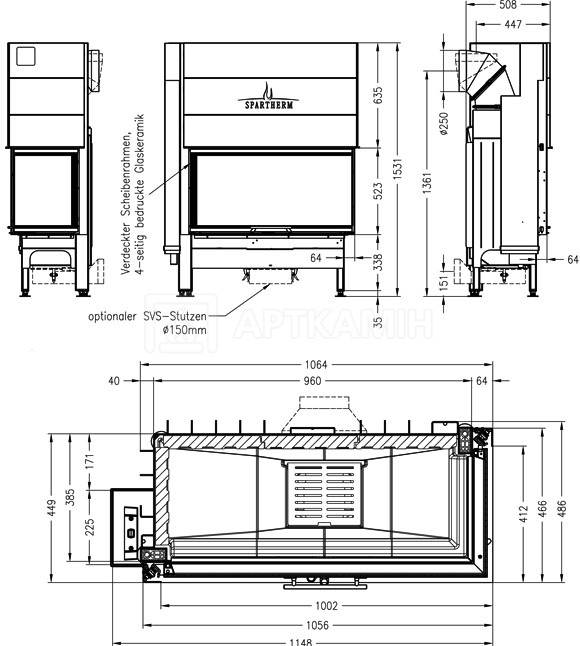 Камінна топка Spartherm Varia  2R-100h. Фото 3