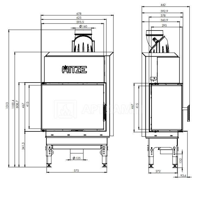 Каминная топка Hitze HST59x43.L. Фото 3