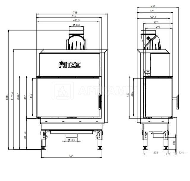 Каминная топка Hitze HST68x43.L. Фото 3