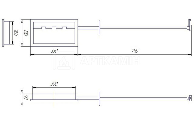 Поворотна засувка димоходу SVT 160x300 мм (арт. 206). Фото 3