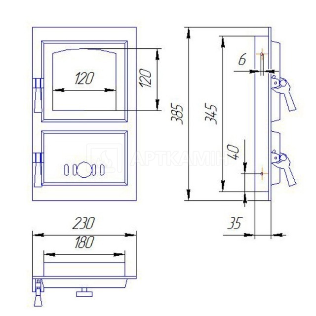 Люк SVT топки засклений 345х180 мм (арт. 431). Фото 4