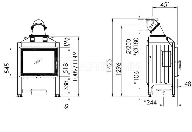 Каминная топка Spartherm Varia 1V-H2O XL-4S 51,8 Standard. Фото 3