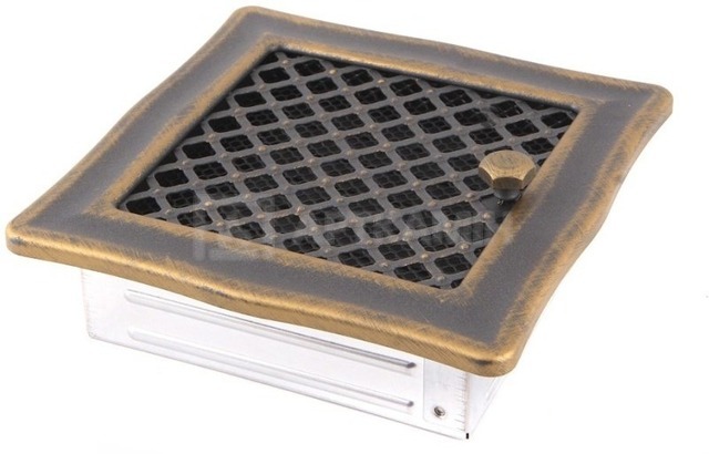 Решетка для камина Parkanex Deco золотая патина 16×16 с жалюзи