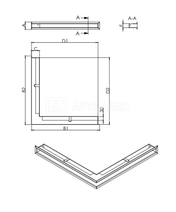 Вентиляционная решетка Hitze Slim 6х60x40 левая. Фото 2