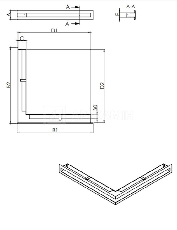 Вентиляционная решетка Hitze Slim Inox 9х56x56. Фото 3