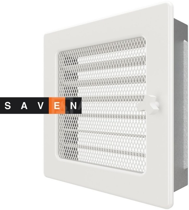 Решетка для камина Saven Classic 17x17 белая с жалюзи. Фото 2