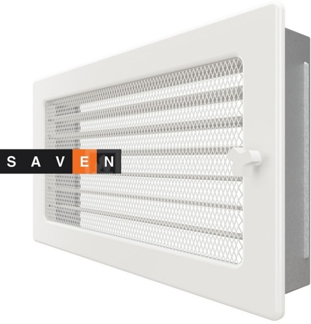Решітка для каміну Saven Classic 17x30 біла з жалюзі. Фото 2