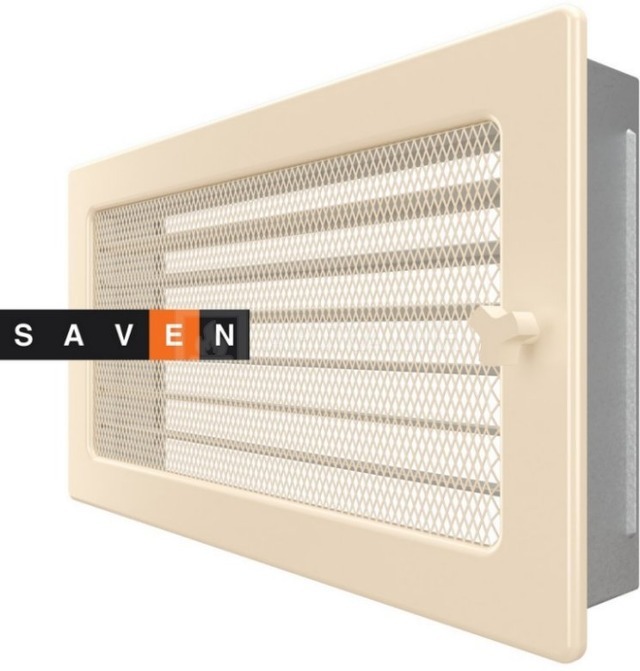 Решетка для камина Saven Classic 17x30 кремовая с жалюзи. Фото 2