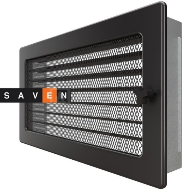 Решетка для камина Saven Classic 17x30 графит с жалюзи. Фото 2