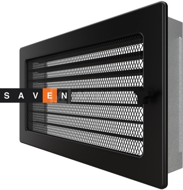 Решетка для камина Saven Classic 17x30 черная с жалюзи. Фото 2
