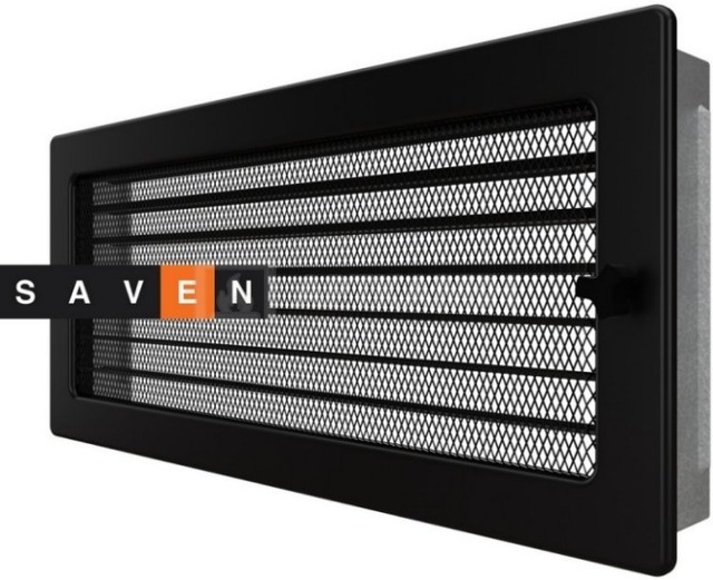 Решетка для камина Saven Classic 17x37 черная с жалюзи. Фото 2